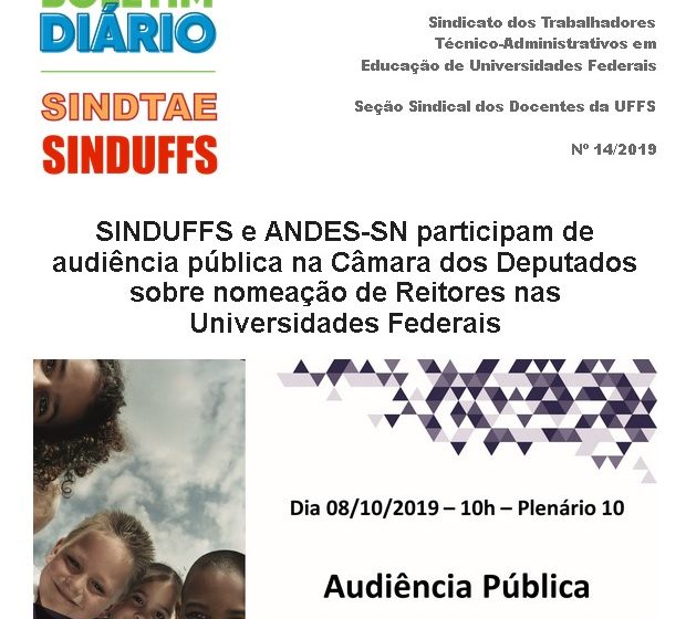 Boletim SINDUFFS-SINDTAE 14/2019