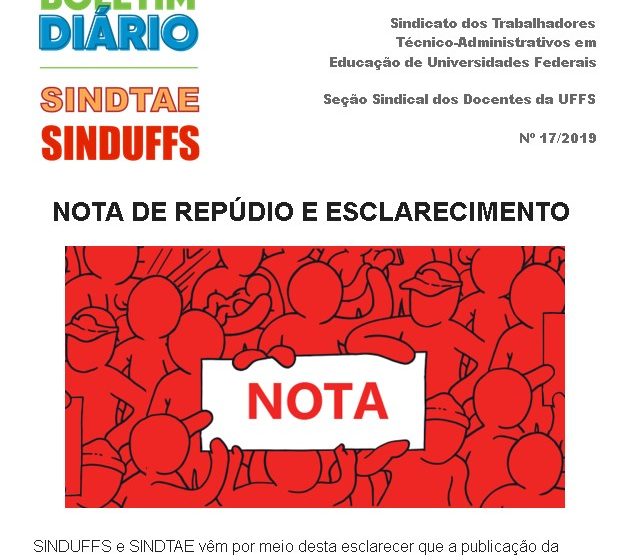 Boletim SINDUFFS-SINDTAE 17/2019