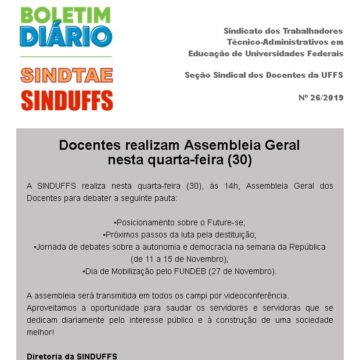 Boletim SINDUFFS-SINDTAE 26/2019