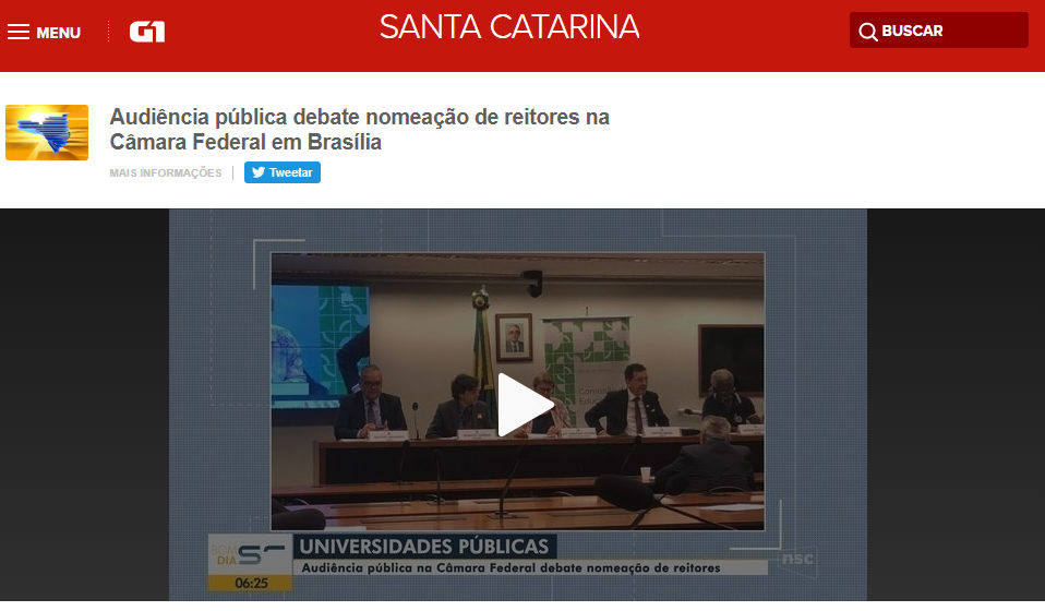 Reportagem aborda apoio da Comissão de Educação à destituição do reitor da UFFS Reportagem aborda apoio da Comissão de Educação à destituição do reitor da UFFS