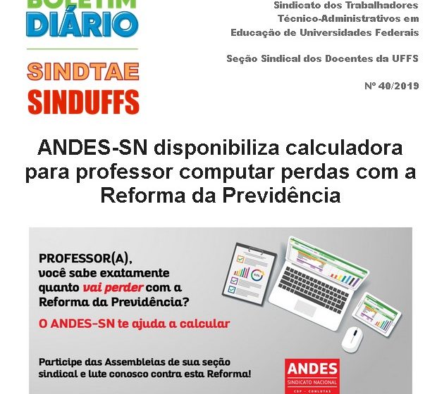 Boletim SINDUFFS-SINDTAE 40/2019