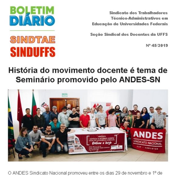 Boletim SINDUFFS-SINDTAE 45/2019
