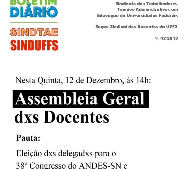 Boletim SINDUFFS-SINDTAE 47/2019