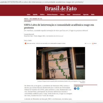Brasil de Fato noticia intervenção na UFFS