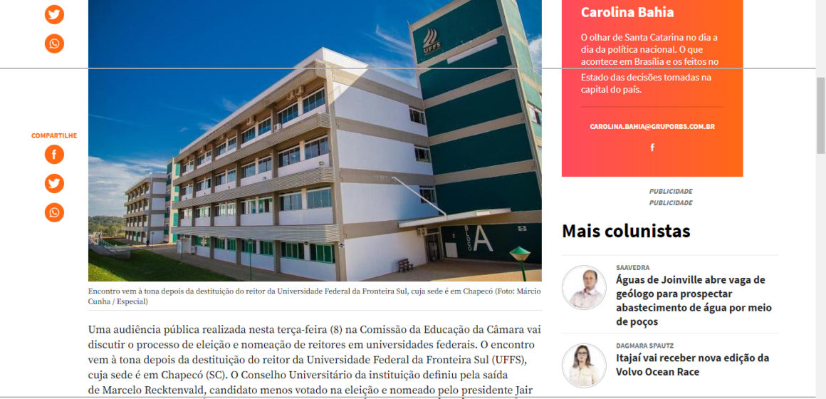 Carolina Bahia destaca audiência pública em coluna