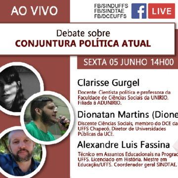 ADIADO | Nesta sexta (5), às 14 horas, debate sobre a Conjuntura Política Atual