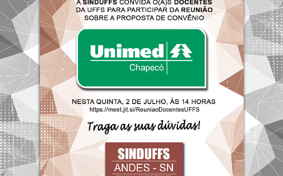 Daqui a pouco, às 14 horas, Reunião Docente sobre os Planos da Unimed-Chapecó