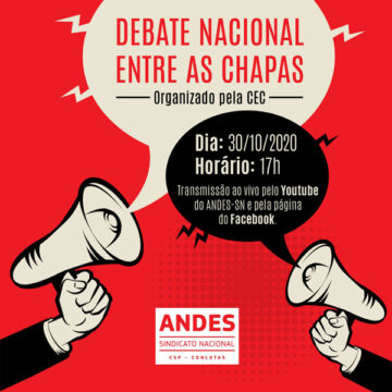 Debate Nacional entre as Chapas será realizado no dia 30 de outubro de 2020