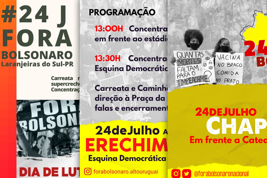 Neste sábado (24), será dia nacional de luta contra o governo de Jair Bolsonaro!