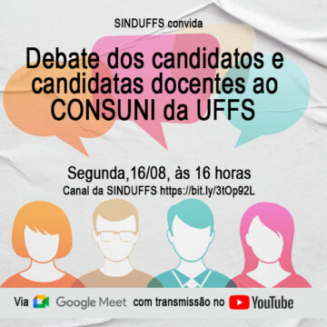Debate entre candidatos/as docentes ao CONSUNI será segunda, dia 16, às 16h