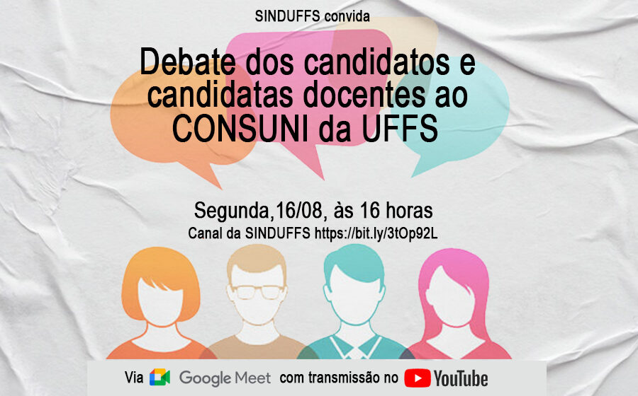 Debate entre candidatos/as docentes ao CONSUNI será segunda, dia 16, às 16h