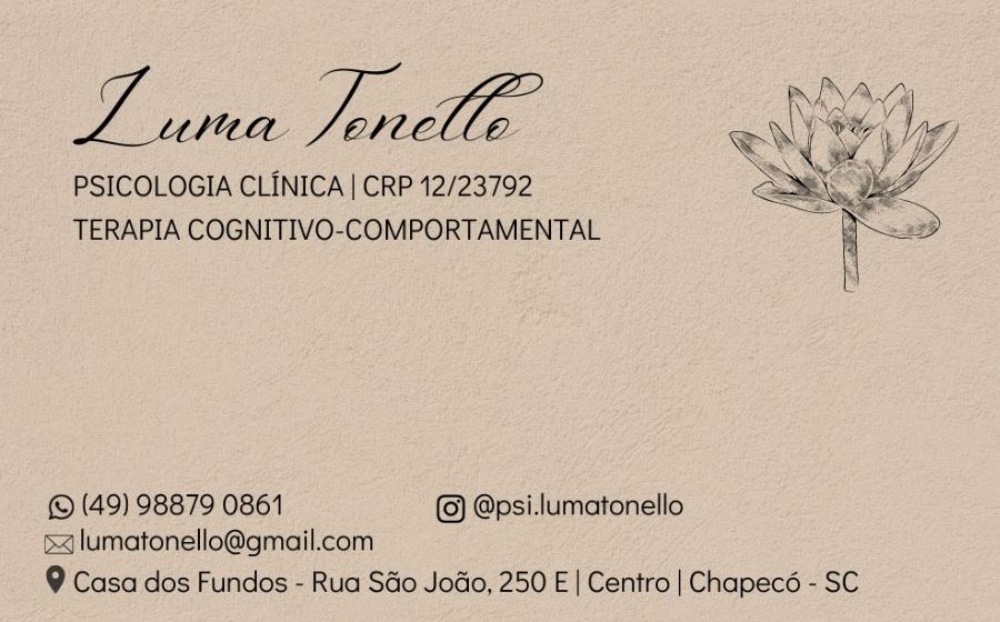 Luma Tonello – Psicologia Clínica e Terapia Cognitivo-Comportamental