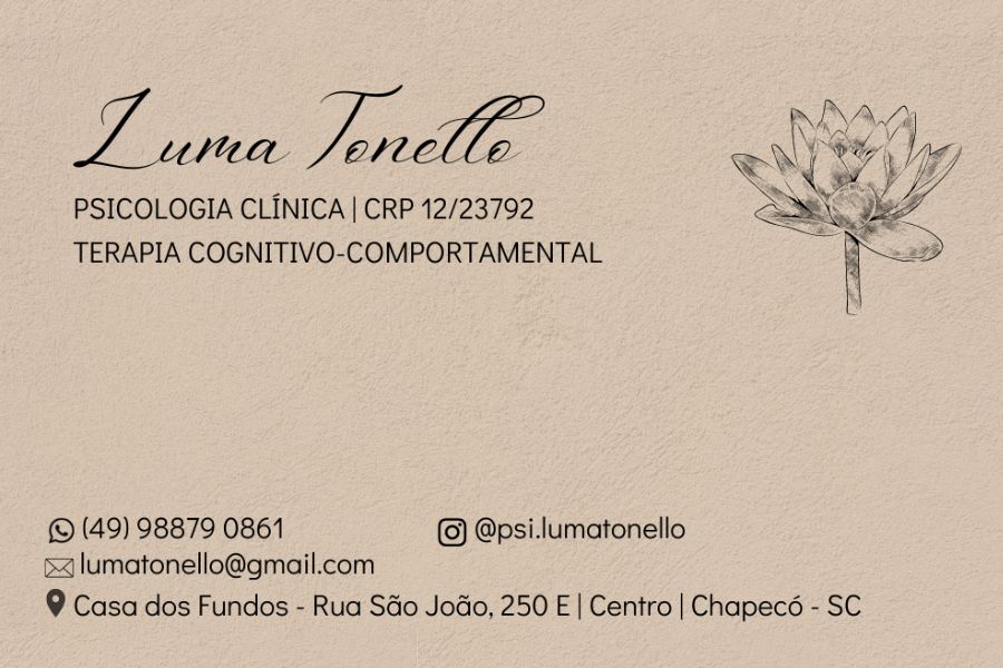 Luma Tonello – Psicologia Clínica e Terapia Cognitivo-Comportamental